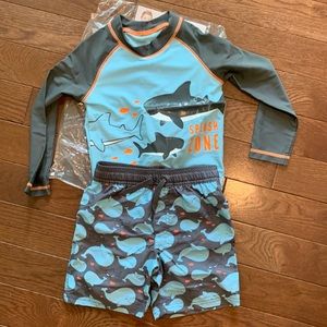 Toddler swim trunk and rash guard set